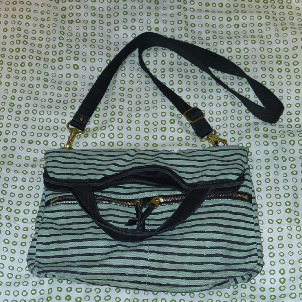 Fossil Striped Crossbody Bag in Black and Teal